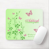 Rosa und grüner Schmetterling BlumenMousepad Mousepad (Mit Mouse)