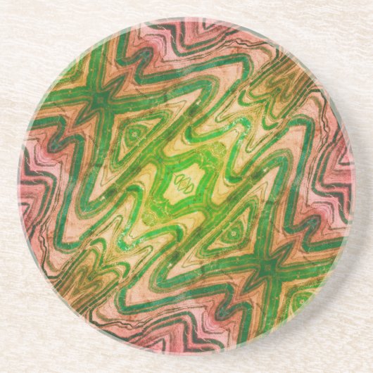 Rosa und grüner Schmetterling Boho Chic Sandstone Getränkeuntersetzer (Vorne)