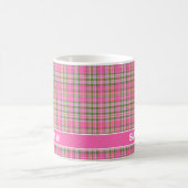 Rosa und grüner Schottenkaro-Mädchenname Kaffeetasse (Mittel)
