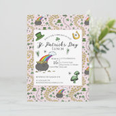 Rosa und grüner St. Patricks Day Pot of Gold Mitta Einladung (Stehend Vorderseite)