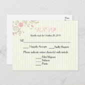 Rosa und grüner Streifen für die Hochzeit der RSVP Einladungspostkarte (Vorne/Hinten)