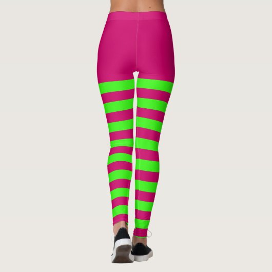Rosa und grüner Streifen Leggings (Rückseite)