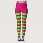 Rosa und grüner Streifen Leggings (Vorderseite)