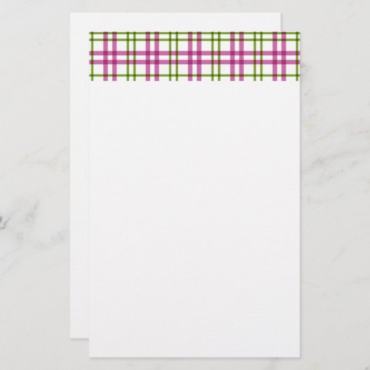 Rosa und grüner Tartan Briefpapier (Vorne/Hinten)