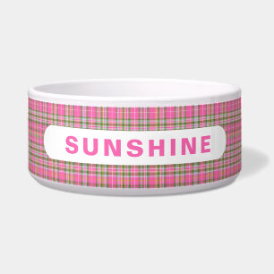 Rosa und grüner Tartan-Karo-HundeName Napf