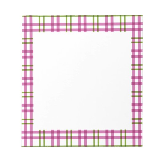 Rosa und grüner Tartan Notizblock (Vorderseite)