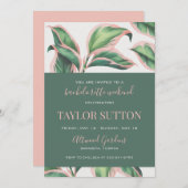 Rosa und grüner tropischer Junggeselinnen-Abschied Einladung (Vorne/Hinten)