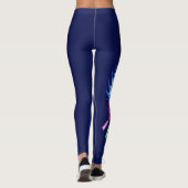 Rosa und grüner Wasserdrache im blauen Hintergrund Leggings (Rückseite)