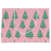 Rosa und grüner Weihnachtsbaum Große Geschenktüte (Vorderseite)