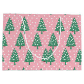 Rosa und grüner Weihnachtsbaum Große Geschenktüte (Rückseite)