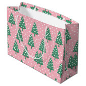 Rosa und grüner Weihnachtsbaum Große Geschenktüte (Rückseite Schrägansicht)