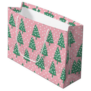 Rosa und grüner Weihnachtsbaum Große Geschenktüte