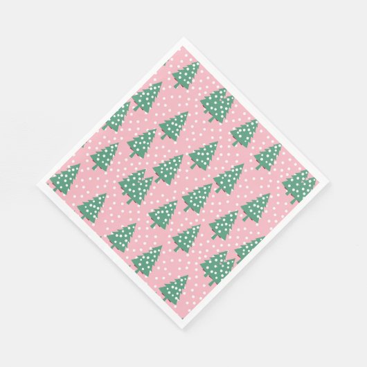 Rosa und grüner Weihnachtsbaum Serviette (Ecke)