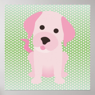 Rosa und grüner Welpenhund Poster