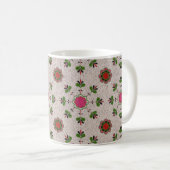 Rosa und grünes Blumenmuster Kaffeetasse (VorderseiteRechts)
