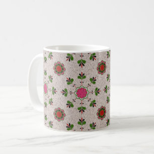 Rosa und grünes Blumenmuster Kaffeetasse