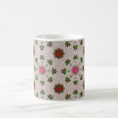 Rosa und grünes Blumenmuster Kaffeetasse (Mittel)