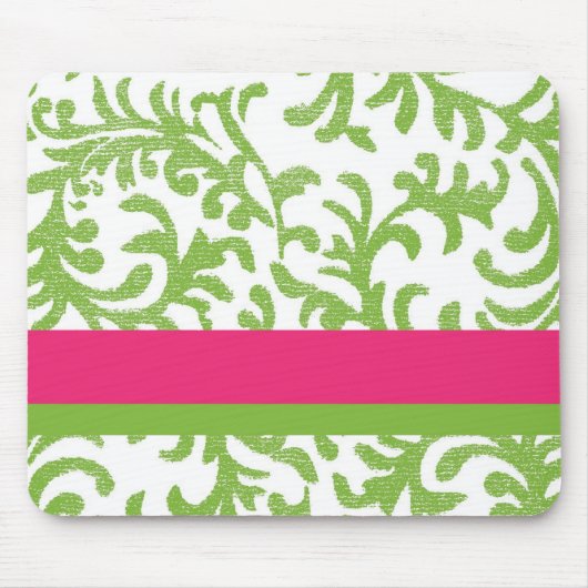 rosa und grünes Blumenmuster Mousepad (Vorne)
