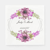 Rosa und grünes Blumenpapier Serviette (Vorderseite)