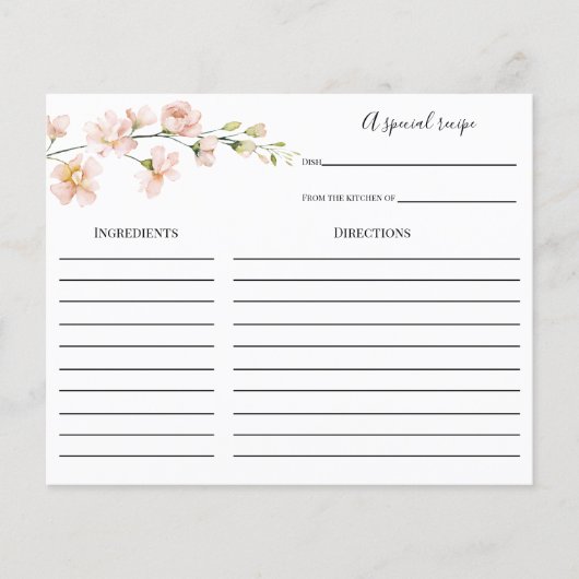 Rosa und grünes Brautparty Rezept Karte (Vorderseite)