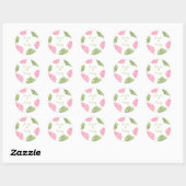 Rosa und grünes Dahlia Wedding Round Sticker Siege (Blatt)