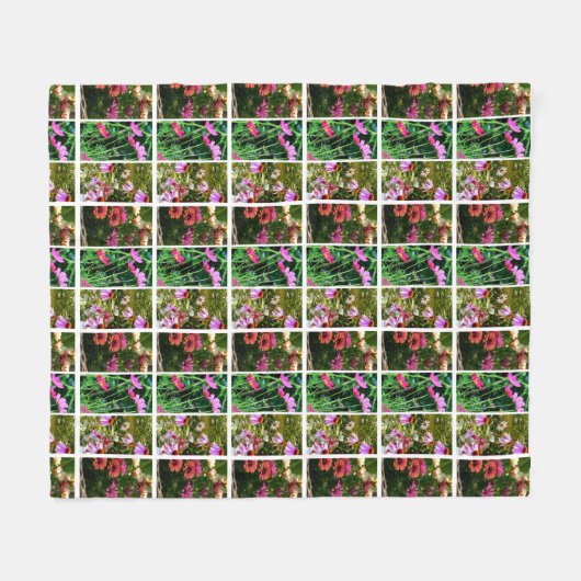 Rosa und grünes Daisy Collage Fleece Blanken (Vorderseite (Horizontal))