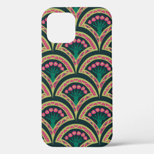 Rosa und grünes florales Fächer-Muster Case-Mate iPhone Hülle