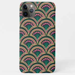 Rosa und grünes florales Fächer-Muster Case-Mate iPhone Hülle