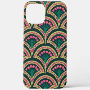 Rosa und grünes florales Fächer-Muster Case-Mate iPhone Hülle
