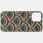 Rosa und grünes florales Fächer-Muster Case-Mate iPhone Hülle (Hinten (horizontal))