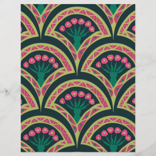 Rosa und grünes florales Fächer-Muster Flyer
