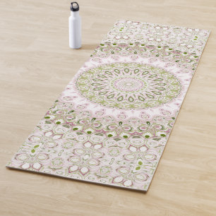 Rosa und grünes florales Mandala-Musterdesign Yogamatte