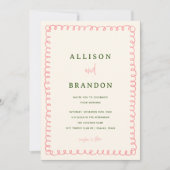 Rosa und grünes Foto mit farbenfrohen Hochzeiten Einladung (Vorderseite)