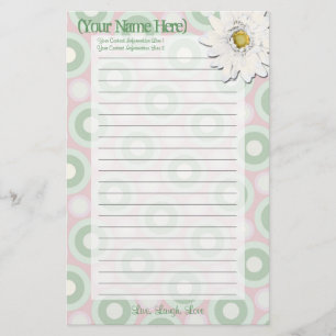 Rosa und grünes Gänseblümchen-persönliches Briefpapier