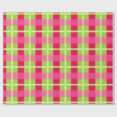 Rosa und grünes Gingham-Muster Geschenkpapier (Flach)