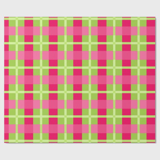 Rosa und grünes Gingham-Muster Geschenkpapier (Flach)