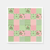 Rosa und grünes Gingham Patchwork Papier Napkins Serviette (Vorderseite)