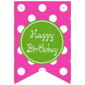 Rosa und grünes Glück Geburtstag Personalisiert Wimpelkette (Erste Fahne)