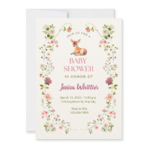 Rosa und grünes Hirsch und Blumenbaby-Dusche