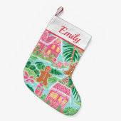 Rosa und grünes Lebkuchen Männer Kleiner Weihnachtsstrumpf (Vorderansicht (hängend))