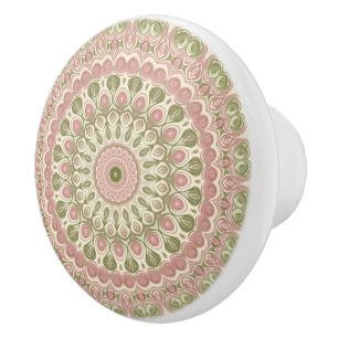 Rosa und grünes Mandala-Musterdesign Keramikknauf