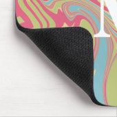 Rosa und grünes Marmor-Monogramm Mousepad (Ecke)