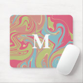 Rosa und grünes Marmor-Monogramm Mousepad (Mit Mouse)
