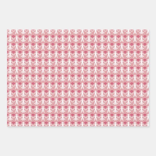 Rosa und grünes nordisches Trio Geschenkpapier Set (Vorderseite 3)