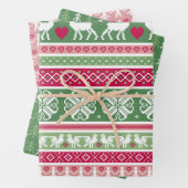 Rosa und grünes nordisches Trio Geschenkpapier Set (Beispiel)