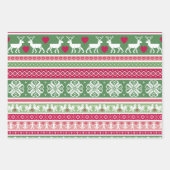 Rosa und grünes nordisches Trio Geschenkpapier Set (Vorderseite)