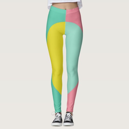 Rosa und grünes Oval Leggings (Vorderseite)