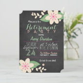 Rosa und grünes Party für die Pensionierung von Bl Einladung (Stehend Vorderseite)