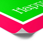 Rosa und grünes Personalisiertes Happy Birthday So Poster (Ecke)