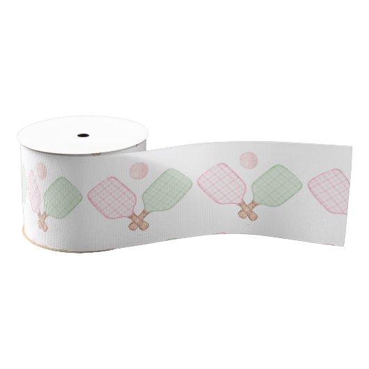 Rosa und grünes Pickleball Grosgrain Ribbon Ripsband (Spule)